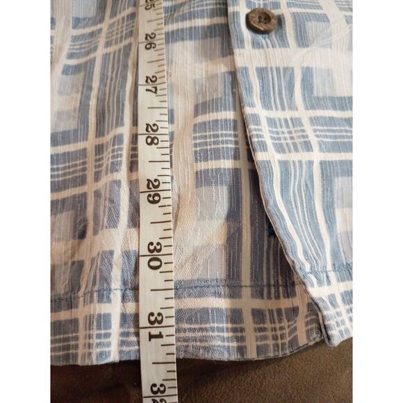 Tommy Bahama Silk shirt Textured Short Sleeve Blue Square Print 2X-Large - Picture 9 of 10